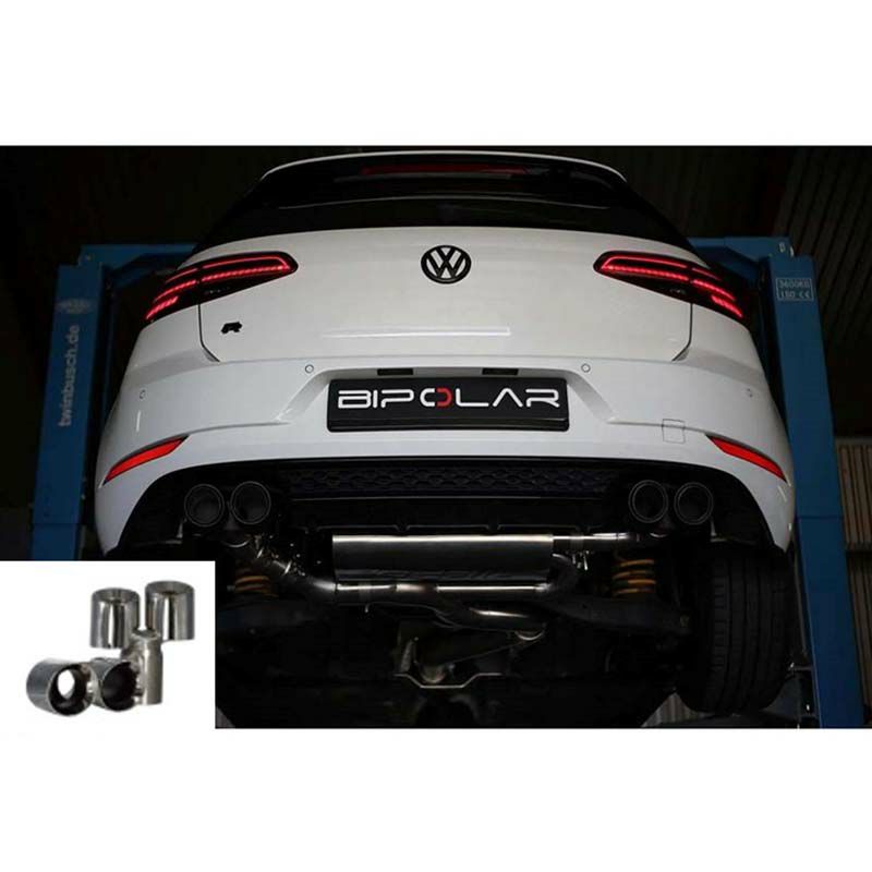 VW ゴルフ7.5R 車検対応 可変バルブマフラー(4本出しクロームテールパイプ・純正触媒用)【BIPOLAR】